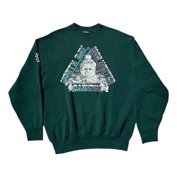 90s Vintage North Bay Winter Carnival Sweatshirt 1995 Snowman Cartoon Ontario. - Picture 1 of 7